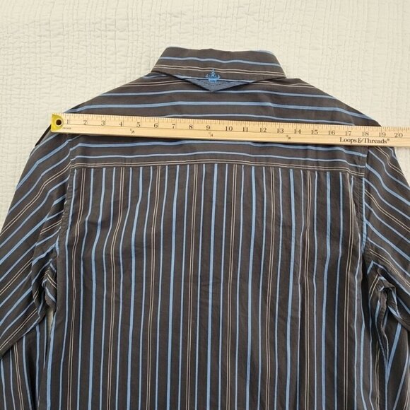 English Laundry Blaque Label Shirt Men's Large Black Blue Stripes NWT Arrogant - Picture 13 of 16